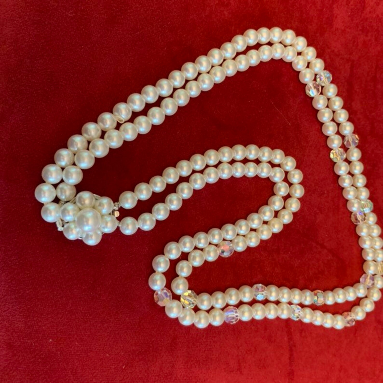 Pearl & Crystal Vintage Necklace - Etsy