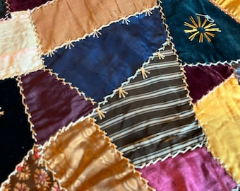 Handmade 1890 Victorian Crazy Quilt