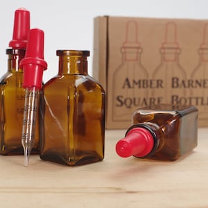 Amber Barnes Square Dropper Bottles - 1 oz / 30 ml - Pack of 3
