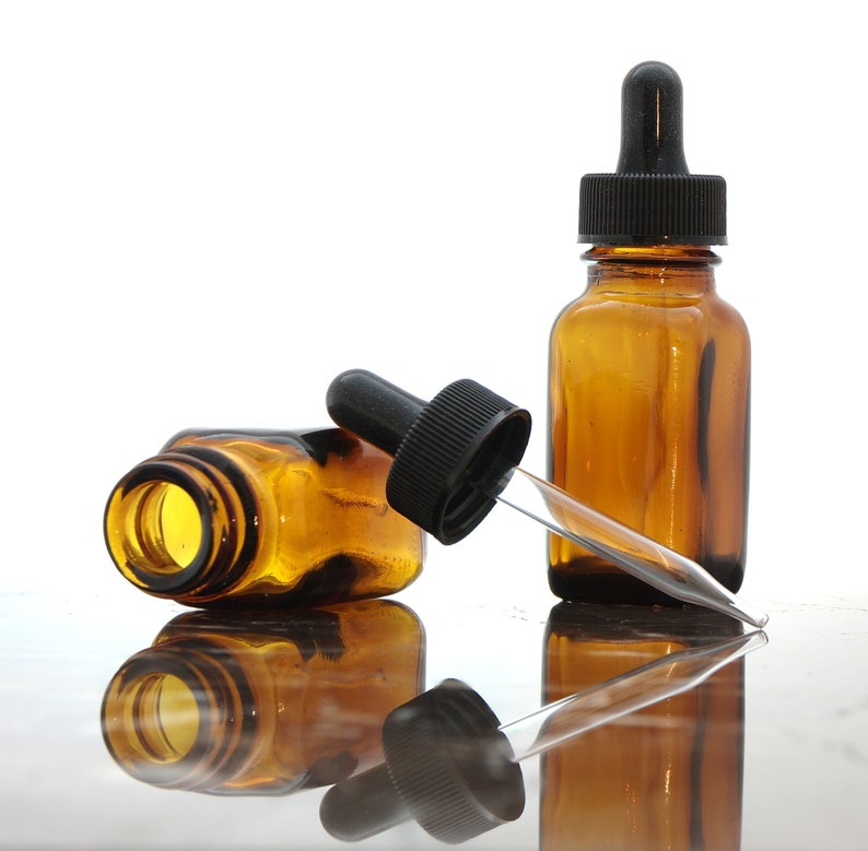 1 oz 30 ml Pack of 15 Amber French Square Dropper Bottles