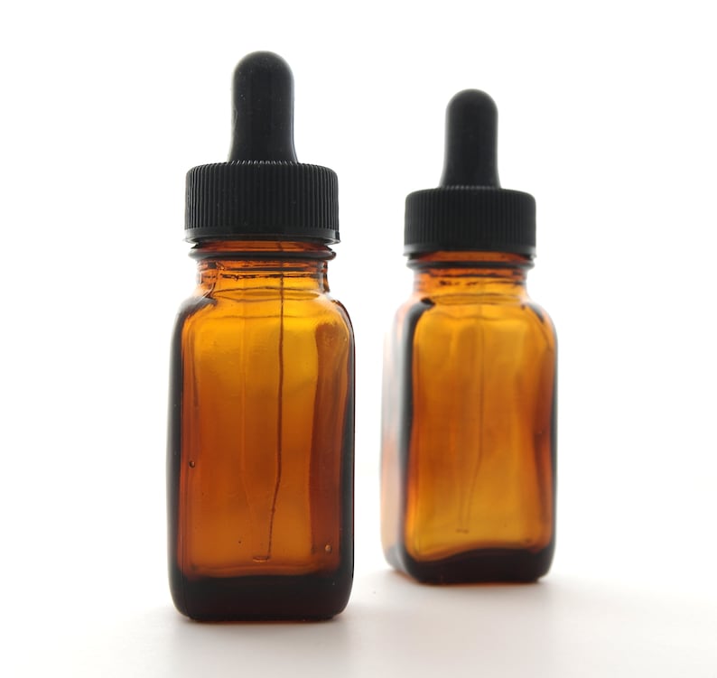 1 oz 30 ml Pack of 15 Amber French Square Dropper Bottles