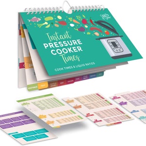 Electric Pressure Magnetic Cooker Cook Times Cheat Sheet (Large Font) - Reference Chart Compatible with Instant Pot and InstaPot