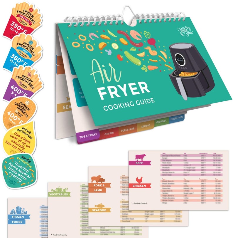 Air Fryer Cheat Sheet Cooking Times Reference Guide 80 Foods Etsy