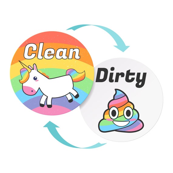 Double Sided Clean or Dirty Dishwasher Magnet Indicator Sign (3.5 x 2  Inches)