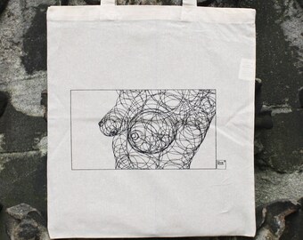 Borsten draagtas, vrouwelijk lichaam draagtas, geometrische vorm draagtas, schoudertas, katoenen canvas draagtas