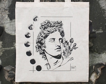 Apollo Tote Bag, Griekse God Tote Bag, The Moon Tote Bag, Schoudertas, Katoenen Canvas Tote Bag