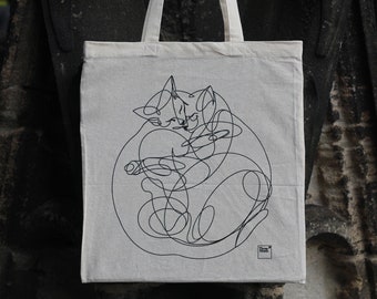 Kat Tote Bag, Stoffbeutel, Eco Tote Bag, Tote Gift, Schoudertas, Katoenen Tas, Canvas Tote Bag, Love Cats Tote Bag, Boodschappentas, Totebag