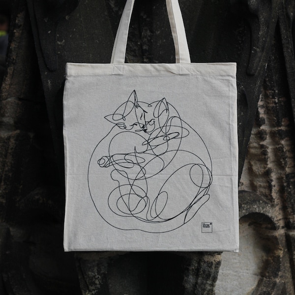 Katzen Tragetasche, Stoffbeutel, Eco Tragetasche, Tote Geschenk, Schultertasche, Baumwolltasche, Canvas Tragetasche, Love Cats Tragetasche, Einkaufstasche, Totebag