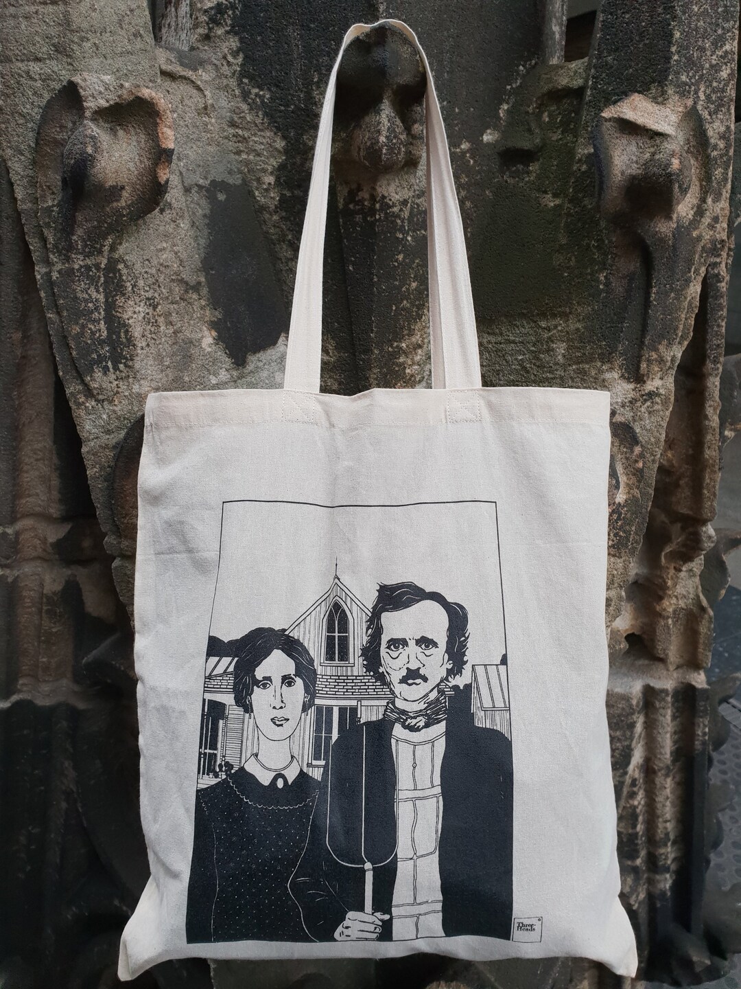 American Gothic Tote Bag Edgar Allan Poe & Virginia Woolf Etsy