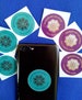 SHUNGITE STICKERS: Mobile/Cell Phone Stickers, Purple or Blue! No more Hot Handsets! 