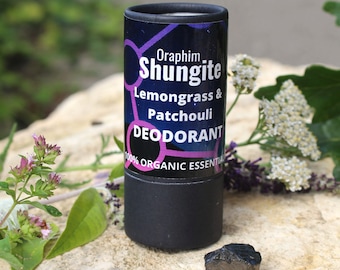 SHUNGITE DEODORANT Lemongrass, Patchouli Extremely Effective/long Lasting 100%Organic, Vegan & Natural, absolutely no chemicals