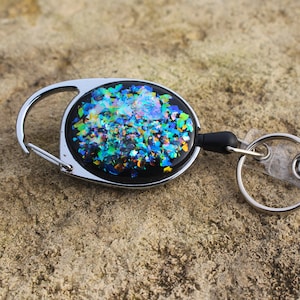 SHUNGITE RETRACTABLE CARABINER Badge Reels with Horizontal Half Card Badge Holders for Pos & Swipe Cards: Emf Radiation Protection Nurses
