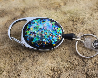 SHUNGITE RETRACTABLE CARABINER Badge Reels with Horizontal Half Card Badge Holders for Pos & Swipe Cards: Emf Radiation Protection Nurses