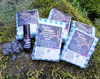 SHUNGITE SOAP HANDMADE Organic Essential Oils Blend of Lime, Grapefruit, Sweet Orange, Patchouli and Clove. Zesty Delicious Eruptions!