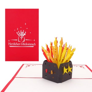 Pop-Up Karte "Herzlichen Glückwunsch" - 3D Geburtstagskarte für Jungen & Mädchen - Geschenkgutschein, Glückwunschkarte, Geldgeschenk
