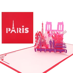 Pop Up Karte Paris Je t'aime 3D Grußkarte Paris & Eiffelturm Souvenir, Reisegutschein und Gutschein Städtetrip Hochzeitsreise Bild 1