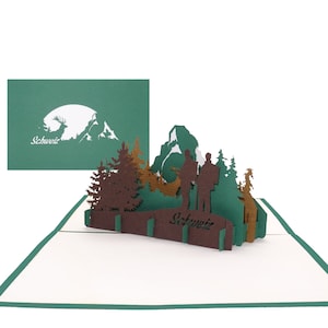 Pop Up Karte "Schweiz" - 3D Grußkarte, Souvenir & Gutschein für Bergsteigen und Wandern in den Schweizer Alpen mit Matterhorn