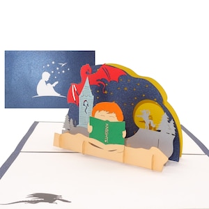 3D Pop Up Karte "Gute Nacht Geschichte" - 3D Grußkarte, Büchergutschein, Geschenk Einschulung, Leseabend, Gutschein, Geschenkgutschein