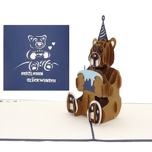 Carte pop-up "Ours en peluche pour ton anniversaire" - carte d'anniversaire 3D amusante avec enveloppe et carte de félicitations pour l'anniversaire d'un enfant