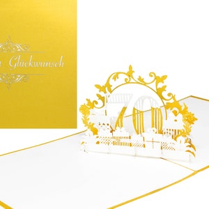 Cartão pop-up "70" em dourado e branco - para aniversário de 70 anos, aniversário como cartão de aniversário 3D, cartão comemorativo, vale-presente, presente em dinheiro