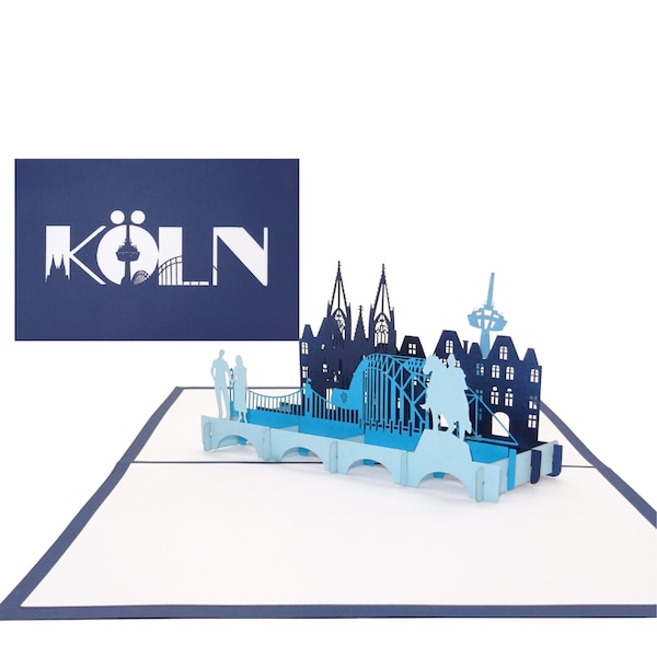 Pop-Up Karte „Köln - Skyline" - 3D Panorama Karte mit Kölner Dom - Geburtstagskarte, Einladung & Souvenir aus der Domstadt