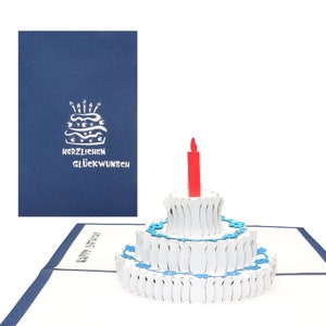 Carte d'anniversaire pop-up "Gâteau d'anniversaire - Félicitations" - Carte de voeux 3D avec enveloppe pour l'anniversaire d'un enfant