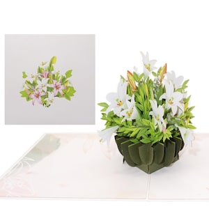 Tarjeta emergente "Lirios blancos" Tarjeta floral 3D con sobre como tarjeta de boda, tarjeta de cumpleaños, tarjeta de San Valentín, idea de regalo y tarjeta de invitación