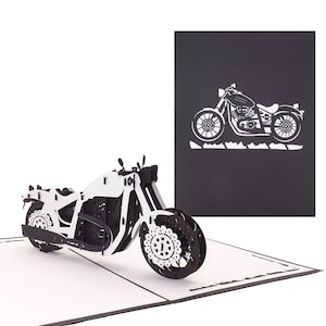 Pop-Up Karte "Motorrad - Black Bike" - 3D Geburtstagskarte Biker Motorbike als Geschenk zum Führerschein, Postkarte & Deko Route 66