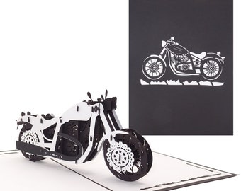 Pop-Up Card "Motorcycle - Black Bike" - 3D Birthday Card Biker Motorbike as a Driver's License Gift, Postcard & Decoration Route 66