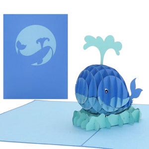 3D Geburtstagskarte „Wal – König der Meere“ - Große Pop Up Karte mit Umschlag, Grußkarte, Einladung, Deko, Geschenk Angeln & für Angler