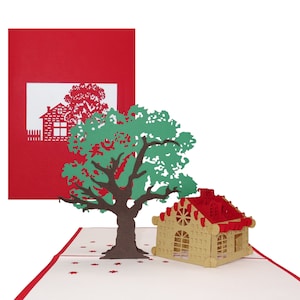 Pop Up Karte "Haus & Natur" - Große 3D Grußkarte mit Umschlag zu Umzug, Einzug, Hausbau, Richtfest oder Urlaub in der Natur