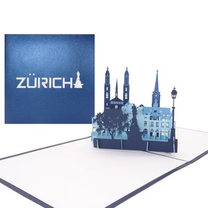 Cartão pop-up "Zurich Panorama" - cartão 3D, presente e lembrança Suíça