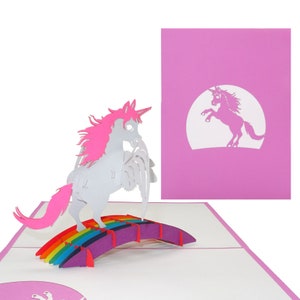 Carte pop-up « Licorne » - Licorne pour anniversaire - Licorne & arc-en-ciel - Carte d'anniversaire 3D Anniversaire d'enfant, chèque cadeau fille