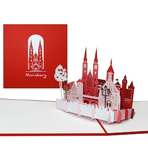 Pop Up Karte „Nürnberg“ als Fanartikel & Souvenir, Gutschein, Einladungskarte, 3D Geburtstagskarte, Einladung und Reisegutschein