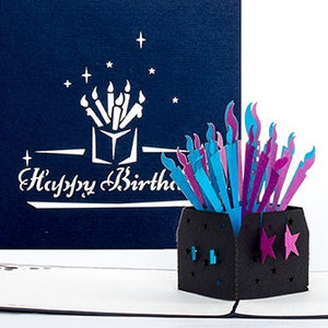 Biglietto di compleanno pop-up 3D "Candele - Buon compleanno" - Cartolina di candele di compleanno inglese, candels, biglietto di compleanno, biglietto di auguri