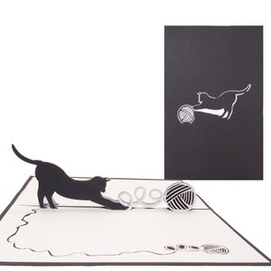 Carte pop-up « Playing Cat » - cartes de chat en 3D comme carte d'anniversaire, cartes d'invitation pour une idée de cadeau d'anniversaire pour enfants