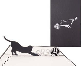 Carte pop-up « Playing Cat » - cartes de chat en 3D comme carte d'anniversaire, cartes d'invitation pour une idée de cadeau d'anniversaire pour enfants