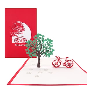 Tarjeta desplegable "Münster - Bicicleta" - Tarjeta de cumpleaños en 3D, tarjeta de recuerdo y tarjeta de invitación - Vale para un viaje en bicicleta a Münster