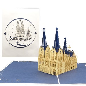 Carte de Noël 3D "Cathédrale de Cologne - Joyeux Noël" - carte pop up pour Noël