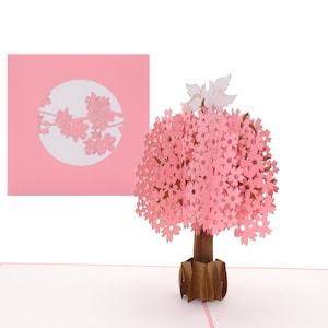 3D Hochzeitskarte „Doves in Love – Tauben auf Kirschbaum“ Pop Up Hochzeitskarte & Einladungskarte mit Umschlag zu Hochzeit und Valentinstag