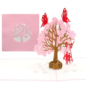 Carte Pop-Up "Papillons amoureux" - Carte de mariage 3D, Carte Saint Valentin - Faire-part de mariage Carte de fiançailles Saint Valentin