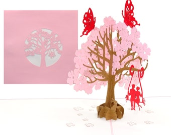 Pop-Up Card "Butterflies in Love" - 3D Wedding Card, Valentine's Card - Wedding Invitation Engagement Card Valentine's Day