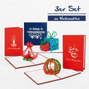 Set di 3 biglietti di Natale con buste – biglietti pop-up per Natale – biglietti pieghevoli 3D in un set di biglietti di Natale