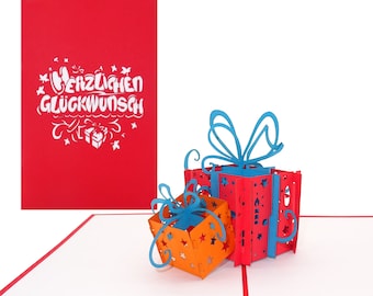 Pop-Up Birthday Card "Gifts - Congratulations", 3D Card, Pop-Up Cards, Birthday Card, Greeting Card