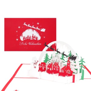 Biglietto di Natale pop-up "Paesaggio invernale con pupazzo di neve - Buon Natale" Biglietto 3D in filigrana per il festival con busta