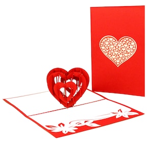 Carte pop-up 3D "Coeur d'amour" - Cartes d'anniversaire de mariage, invitations de mariage, cartes de Saint-Valentin, cartes de fiançailles, cadeaux d'anniversaire de mariage