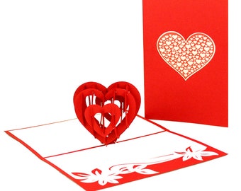 3D Pop-Up Card "Love Heart" - Wedding Anniversary Wedding Cards Wedding Invitations Valentine Card Engagement Cards Wedding Anniversary Gifts