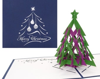 Carte Pop Up - Carte de Noël "Sapin de Noël | Moderne" Joyeux Noël, cartes de Noël avec enveloppe, carte pop-up 3D pour Noël