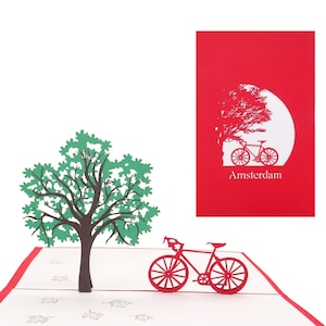 Carte Pop Up "Vélo à Amsterdam" Carte de vélo 3D comme carte d'anniversaire, souvenir d'Amsterdam, décoration, bon d'achat et bon de voyage Hollande
