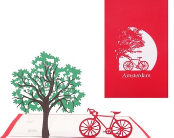 Pop Up Card "Bicycle in Amsterdam" 3D bicycle card as a birthday card, Amsterdam souvenir, decoration, voucher & travel voucher Holland